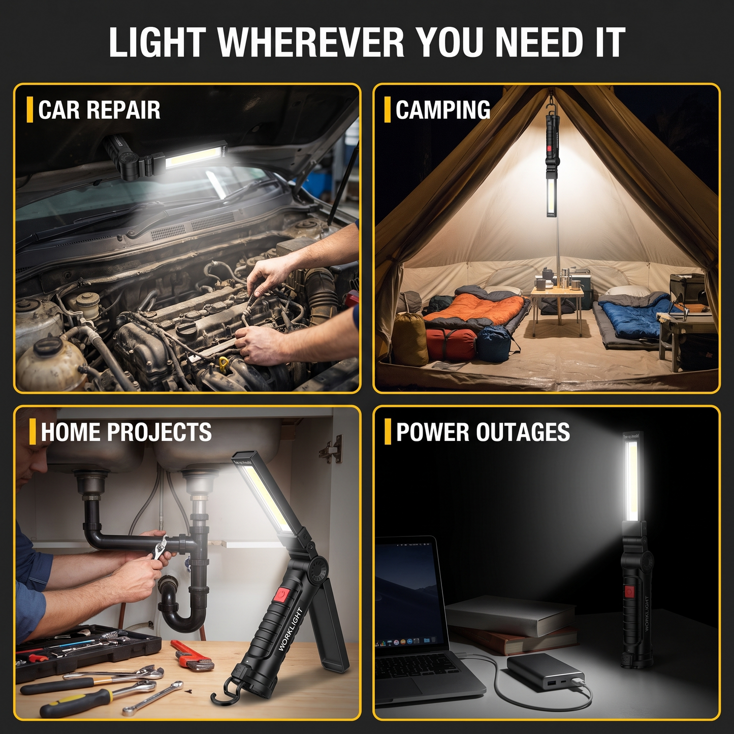 360° Magnetic Work Light Set – 2 Pack
